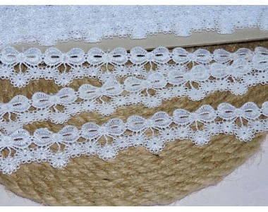 Кружево  3 см "Бантики", цв. белый - 1м