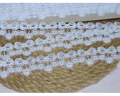 Кружево  3 см "Бантики", цв. белый - 1м 