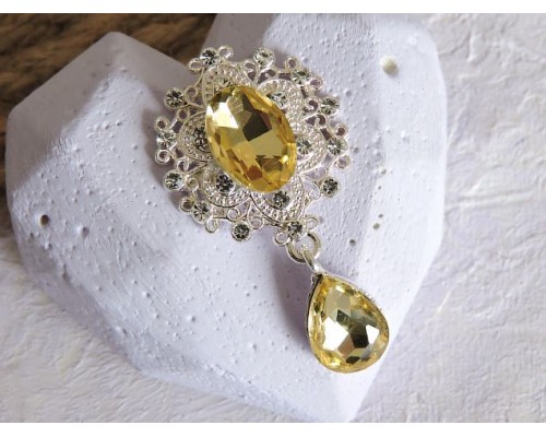 Серединка ювелирная с подвеской 4,5 см*2,5 см, цв. серебро/светлое-золото- 1 шт