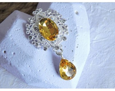 Серединка ювелирная с подвеской 4,5 см*2,5 см, цв. серебро/золото - 1 шт