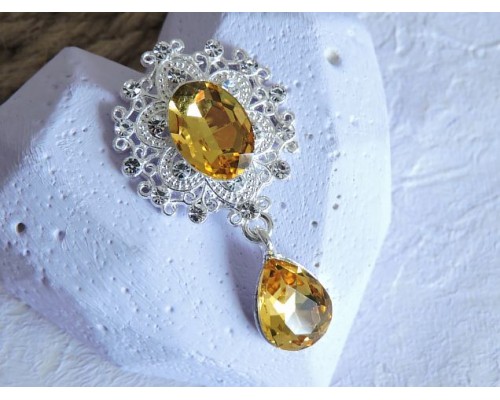 Серединка ювелирная с подвеской 4,5 см*2,5 см, цв. серебро/золото - 1 шт