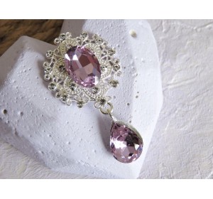 Серединка ювелирная с подвеской 4,5 см*2,5 см, цв. серебро/фиолетовый - 1 шт