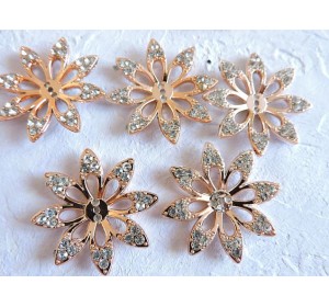 Кабошон флоризель пластик 33  мм, "Цветочек №1" цв. золото - 1 шт