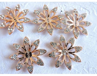 Кабошон флоризель пластик 33  мм, "Цветочек №1" цв. золото - 1 шт