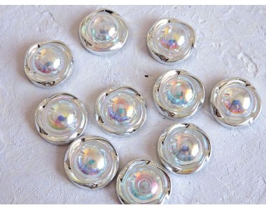 Кабошон флоризель пластик 20  мм, цв.  серебро -1 шт