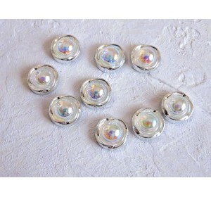 Кабошон флоризель пластик12  мм, цв. серебро -1 шт