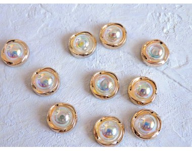 Кабошон флоризель пластик 12  мм, цв.  золото -1 шт