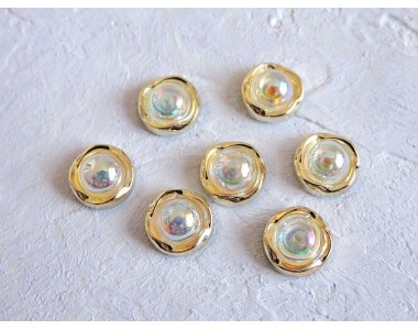 Кабошон флоризель пластик 12  мм, цв. светлое золото -1 шт