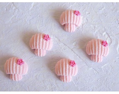 Кабошон "Грибочек матовый", цв.светло-розовый - 1 шт.