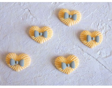 Кабошон "Сердечко с бантиком матовое", цв. желтый - 1 шт.