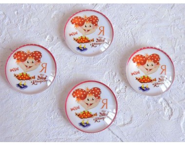 Кабошон стеклянный 25 мм "Я конфетка" - 1шт.