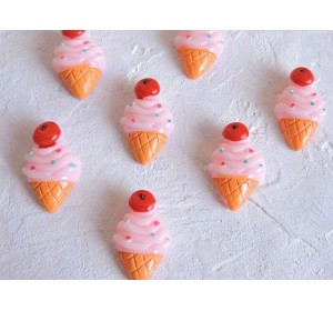 Кабошон "Мороженое рожок", цв. светло-розовый - 1 шт.