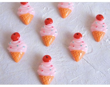 Кабошон "Мороженое рожок", цв. светло-розовый - 1 шт.