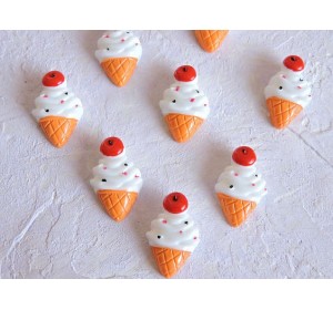 Кабошон "Мороженое рожок", цв. белый - 1 шт.