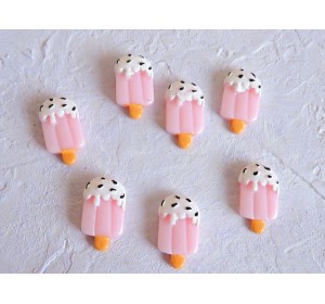 Кабошон "Мороженое на палочке", цв. светло-розовый - 1 шт.