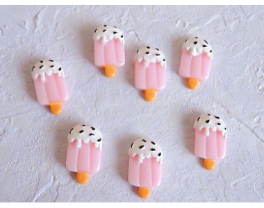 Кабошон "Мороженое на палочке", цв. светло-розовый - 1 шт.