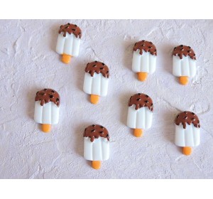 Кабошон "Мороженое на палочке", цв. белый - 1 шт.