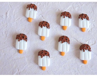 Кабошон "Мороженое на палочке", цв. белый - 1 шт.