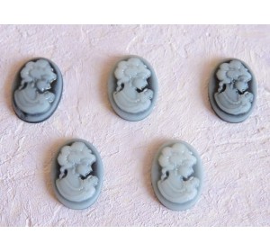 Кабошон  "Камея" 13*18 мм, цв. серый - 1 шт