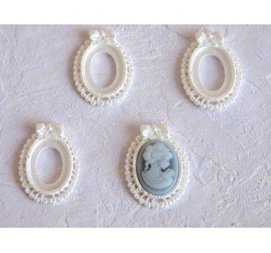 Основа-рамка для кабошонов 25*20 мм, цв. белый - 1 шт.