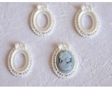 Основа-рамка для кабошонов 25*20 мм, цв. белый - 1 шт.