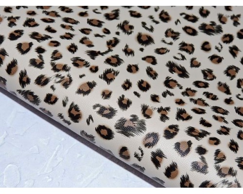Кожзам "Леопард", цв. бежевый 