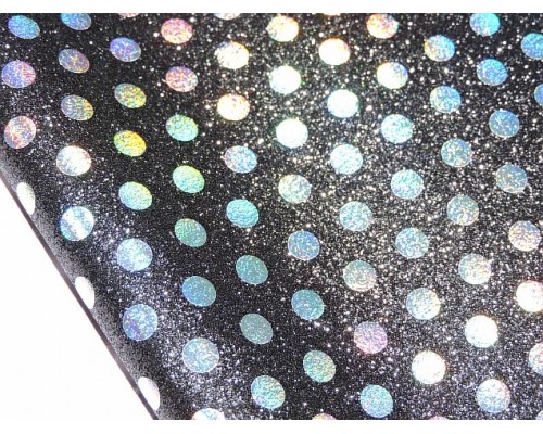 Кожзам "Глиттер-горох", цв. черный