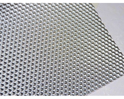 Кожзам текстурный "Ромбики", цв. серебро