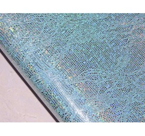 Кожзам "Голографик-кружево", цв. светло-голубой