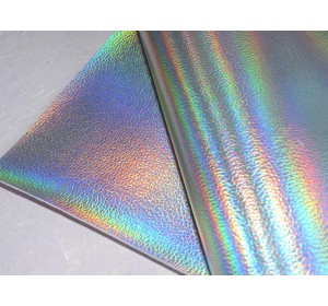 Кожзам текстурный металлик, цв. серебро-голографик