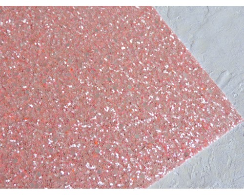 Кожзам "Пайетки пастель",  цв. розовый персик
