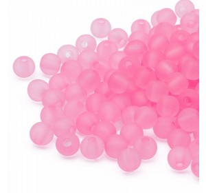 Бусины пластиковые, полупрозрачные, матовые  6 мм, цв., розовый - 1 уп. 20 гр,(170 шт.(+/-10)