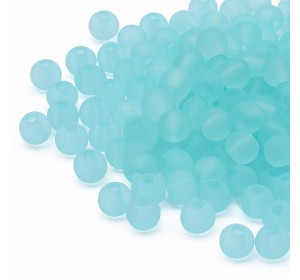 Бусины пластиковые, полупрозрачные, матовые 6 мм, цв., бирюзовый - 1 уп. 20 гр,(170 шт.(+/-10)