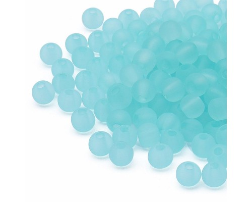 Бусины пластиковые, полупрозрачные, матовые 6 мм, цв., бирюзовый - 1 уп. 20 гр,(170 шт.(+/-10)
