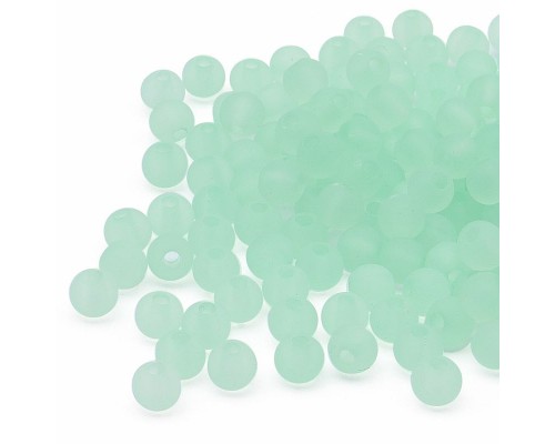 Бусины пластиковые, полупрозрачные, матовые 6 мм, цв., мятный - 1 уп. 20 гр,(170 шт.(+/-10)