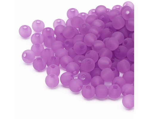 Бусины пластиковые, полупрозрачные, матовые 6 мм, цв., сиреневый - 1 уп. 20 гр,(170 шт.(+/-10)