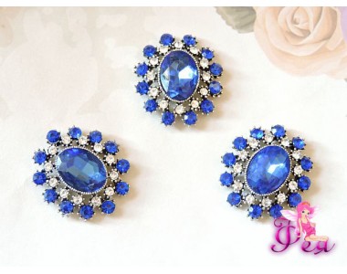 Флоризель металл25*22 мм, с камнем синего цвета - 1шт