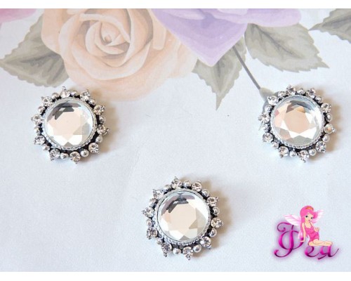 Флоризель металл 19 мм, цв. белый камень - 1шт