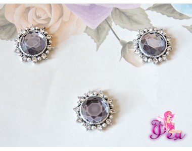 Флоризель металл 19 мм, с  камнем серо-синего цвета - 1шт