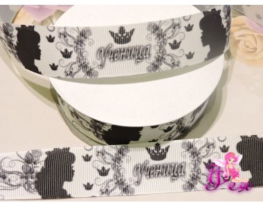 Репсовая лента с рисунком 25 мм, "Ученица" - 1м