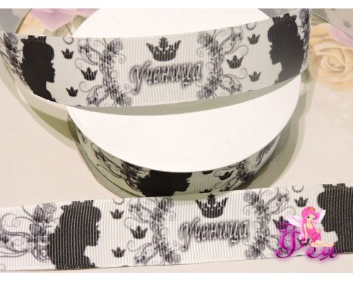 Репсовая лента с рисунком 25 мм, "Ученица" - 1м