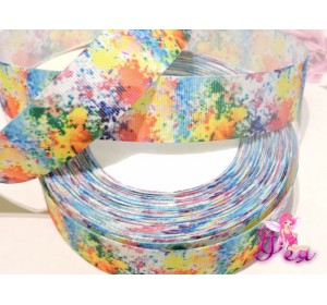 Репсовая лента с рисунком 25 мм, "Краски" - 1м