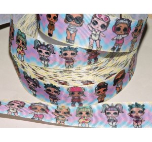 Репсовая лента с рисунком 25 мм, "ЛОЛ" - 1м