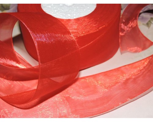 Органза однотонная 50 мм, цв.  красный - 1 м
