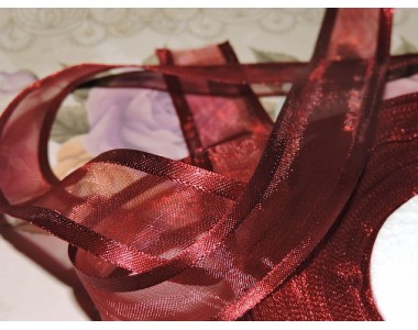 Органза с атласом 25мм, цвет бордовый - 1м