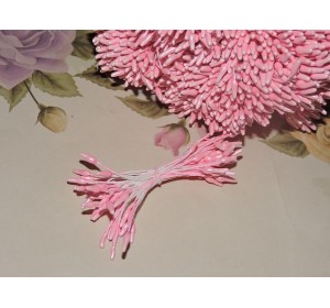 Тычинки 2*6 мм, в одной связке 30 нитей (60 головок), цв.  светло-розовый