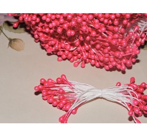 Тычинки 3 мм, в одной связке 30 нитей (60 головок), цв.  ярко-розовый