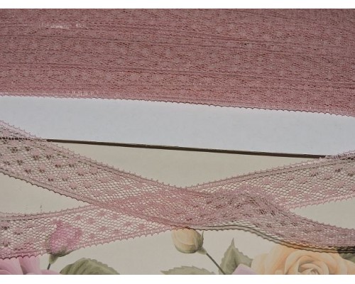 Кружево-капрон 16 мм, цв. пыльная роза  - 1м