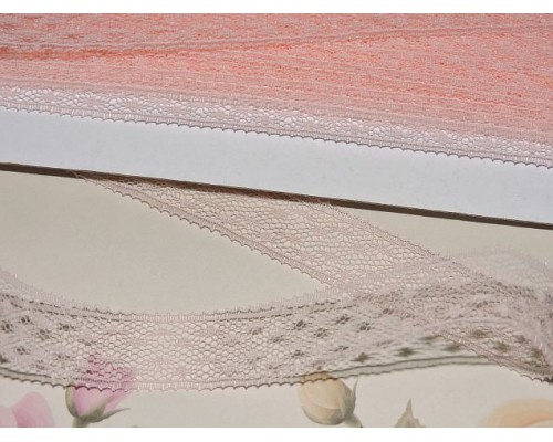 Кружево-капрон 16 мм, цв. персиково-розовый - 1м