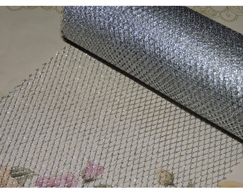 Сетка декоративная 15 см, цв. серебро - 1 м